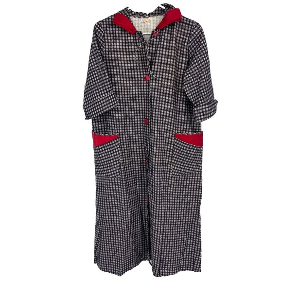 Vintage Union Made Women 12 Midi Dress Cottagecore Homestead Lagenlook Plaid 60s - Picture 1 of 8